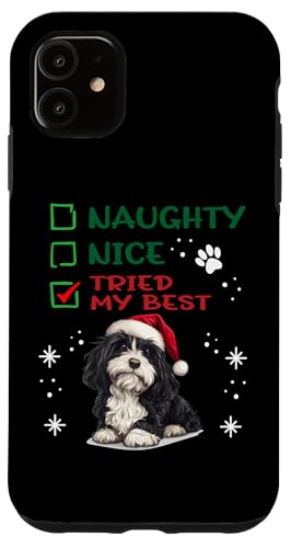 Hülle für iPhone 11 Niedlicher Schapendoes Hund Weihnachten Naughty Nice Tried My Best von Schapendoes Christmas Dog Breed Designs