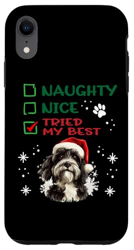 Hülle für iPhone XR Niedlicher Schapendoes Hund Weihnachten Naughty Nice Tried My Best von Schapendoes Christmas Dog Breed Designs