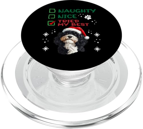 Niedlicher Schapendoes Hund Weihnachten Naughty Nice Tried My Best PopSockets PopGrip für MagSafe von Schapendoes Christmas Dog Breed Designs