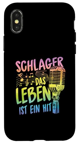 Hülle für iPhone X/XS Schlager Das Leben Ist Ein Hit Schlagermusik Partycrew von Schlagerparty Schlager Mottoparty Geschenkidee