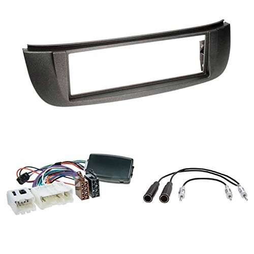 Einbauset : Autoradio 1-DIN Radio Blende Einbaurahmen Radioblende schwarz + Alpine LFB Radio KFZ Adapter Lenkradfernbedienungsadapter + Antennenadapter für Nissan Almera Tino 07/2000-03/2006 von Schlauer-Shop24