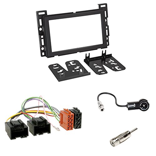 Einbauset : Autoradio Doppel-DIN 2-DIN Radioblende Radio Blende - Farbe: schwarz + ISO Radioanschlusskabel/Radio Adapter + Antennenadapter für Opel GT (K/R) 2007-2009 von Schlauer-Shop24