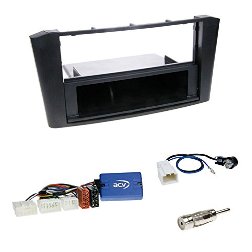 Einbauset: Autoradio 1-DIN Blende Einbaurahmen Radioblende + Fach schwarz + Alpine Lenkradfernbedienungsadapter LFB Interface Radio Adapter + Antennenadapter für Toyota Avensis (T25) 02/2003-01/2009 von Schlauer-Shop24