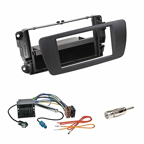 Einbauset: Autoradio 2-DIN Radioblende+ Fach nitschwarz + Quadlock - ISO Radio Adapter Adapterkabel mit Fakra Phantomeinspeisung+ Antennenadapter für Seat Ibiza ab 06/2008 von Schlauer-Shop24