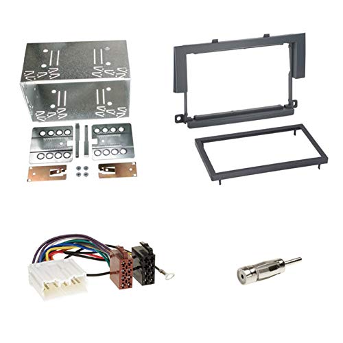 Einbauset: Autoradio Doppel 2-DIN Blende Radioblende 2-DIN Abdeckung schwarz + ISO KFZ Adapter + Antenne Stecker für Mitsubishi Colt CZ3 ab 2006-2009 von Schlauer-Shop24