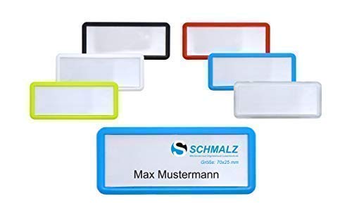 Edles Namensschild aus Kunststoff mit Magnet Name Badge für die Kleidung selbstbeschriftbar (schwarz, 70 x 25 mm) von Schmalz®