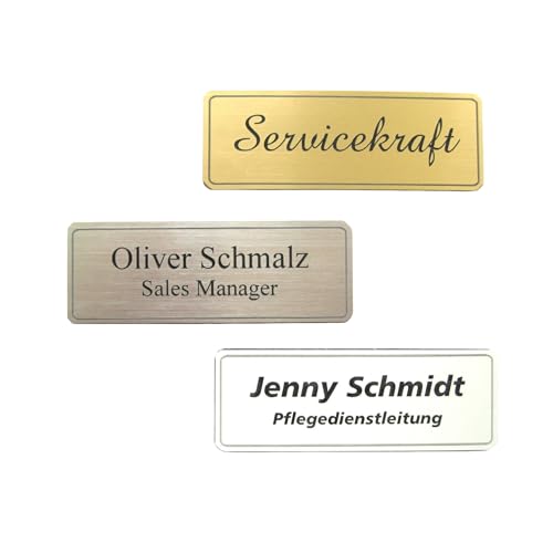 Schmalz Werbeservice Kunststoff Namensschild incl. Gravur mit Nadel silberfarbig, goldfarbig oder Weiss graviert Namensschilder (Weiss) von Schmalz Werbeservice