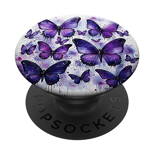 Schmetterling lila Schmetterlinge Natur blauer PopSockets mit austauschbarem PopGrip von Schmetterling und fliegende Insekten Designs