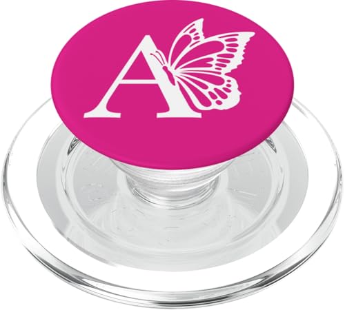 Buchstabe A Namensinitial Schmetterling Alphabet Weiß Pink PopSockets PopGrip für MagSafe von Schmetterlingsmonogramm für Frauen und Mädchen