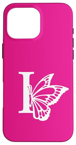 Buchstabe I Name Initial Schmetterling Alphabet Weiß Rosa Hülle für iPhone 16 Pro Max von Schmetterlingsmonogramm für Frauen und Mädchen