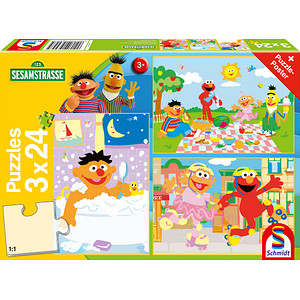 Schmidt Sesamstrasse Sachen machen Puzzle, 3 x 24 Teile von Schmidt