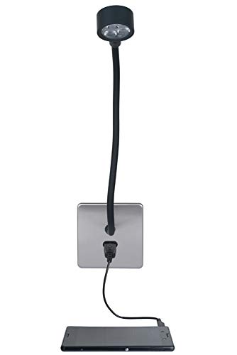 Schneider Electric Ultimate Einzelsteckdose mit Nachttischleuchte und USB-Ladeanschlüssen mit flacher Platte GGBGU1412BUBSS, Edelstahl mit schwarzem Einsatz von Schneider Electric