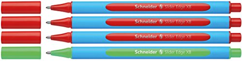 Schneider 152272 Slider Edge XB Lehrer Korrekturset (4er Set Kugelschreiber im Aufsteller, Strichbreite XB) rot, grün von Schneider