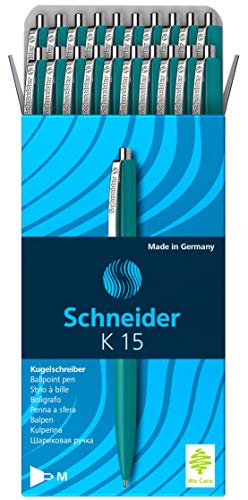 Schneider K 15 Druckkugelschreiber (dokumentenecht, Strichstärke: M, Schreibfarbe: grün) 20 Stück, grün von Schneider