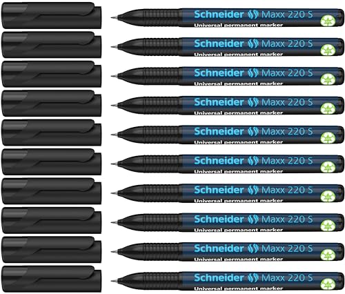 Schneider Maxx 220 S Universal-Marker (permanent, Cap-Off-Ink, 0,4 mm) 10er Packung schwarz von Schneider