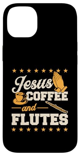 Hülle für iPhone 14 Plus Jesus Kaffee und Flöten von School Band Flute Player Merch With a Retro Vibe