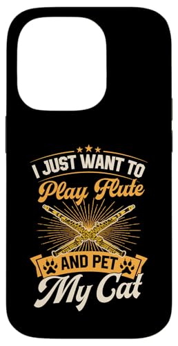 Hülle für iPhone 14 Pro Ich will nur Flöte spielen und meine Katze streicheln von School Band Flute Player Merch With a Retro Vibe