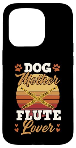 Hülle für iPhone 15 Pro Hund Mutter Flötenliebhaber von School Band Flute Player Merch With a Retro Vibe