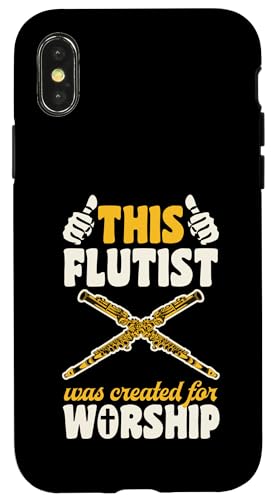 Hülle für iPhone X/XS Dieser Flötist wurde für den Gottesdienst geschaffen. Christliche Flöte von School Band Flute Player Merch With a Retro Vibe