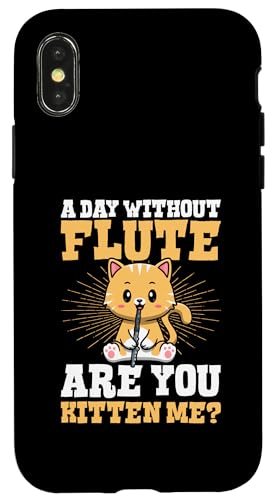 Hülle für iPhone X/XS Ein Tag ohne Flöte Are You Kitten Me Flötisten-Wortspiel von School Band Flute Player Merch With a Retro Vibe