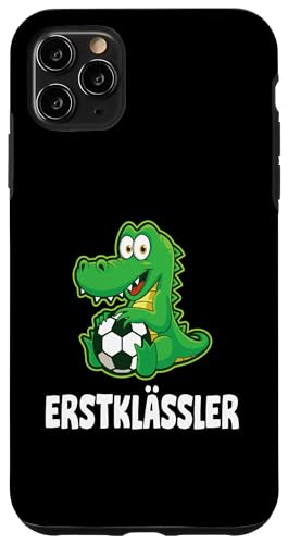 Hülle für iPhone 11 Pro Max Kinder Dino Fußball Erstklässler Jungen Schule Einschulung von Schulanfang 2024 Geschenk für die Schultüte Jungs