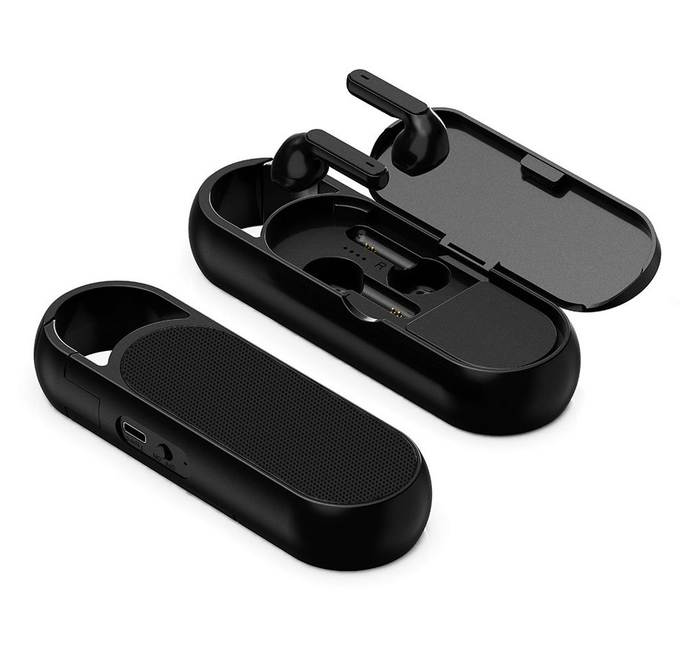 Schwaiger KH21BTS 513 Bluetooth-Kopfhörer (Bluetooth, Ladecase mit integriertem Lautsprecher, Clip zum Aufhängen) von Schwaiger