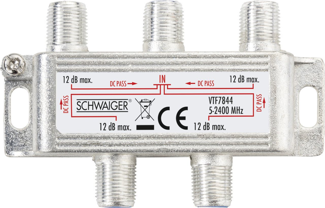 Schwaiger SAT-Verteiler Schwaiger Verteiler VTF7844 531 1x F Buchse auf 4x von Schwaiger