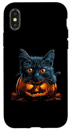 Hülle für iPhone X/XS Schwarze Katze Halloween Kostüm Kürbis Für Frauen von Schwarze Katze Kürbis Halloween Outfits