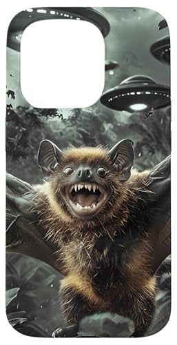 Fledermaus Ufo Selfie Hülle für iPhone 15 Pro von Sci-Fi Alien Außerirdische Humor Geschenkidee