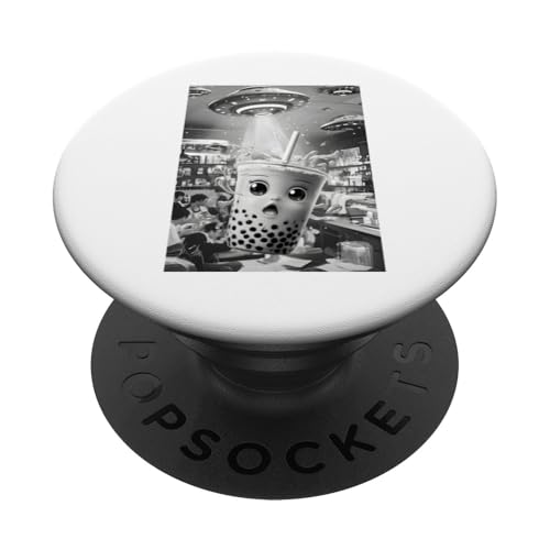 Ufo Selfie Milchshake PopSockets Klebender PopGrip von Sci-Fi Alien Außerirdische Humor Geschenkidee