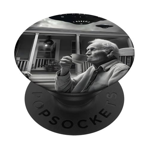 Ufo Selfie Opa PopSockets Klebender PopGrip von Sci-Fi Alien Außerirdische Humor Geschenkidee