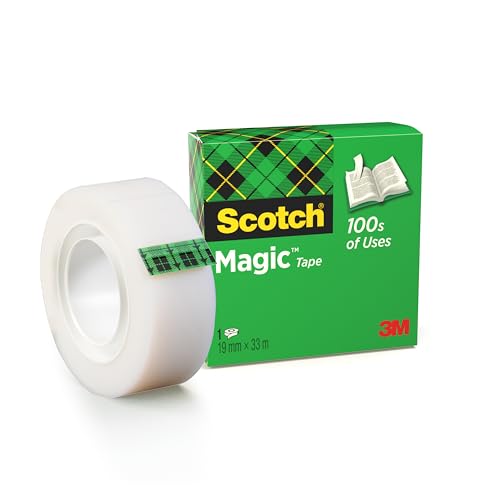 Scotch Magic Tape - 1 Rolle, 19 mm x 33 m - Unsichtbares Klebeband für allgemeine Zwecke zur Reparatur, Etikettierung und Versiegelung von Dokumenten von Scotch