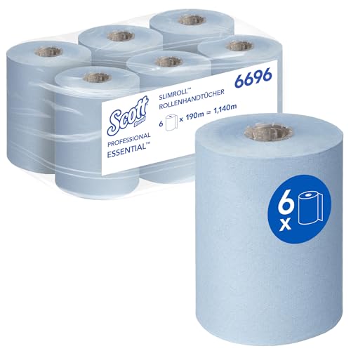 Scott Essential Slimroll Rollenhandtücher 6696 – blaue Papiertücher – 6 x 190 m Rollenpapiertücher (insges. 1.140 m) von Scott