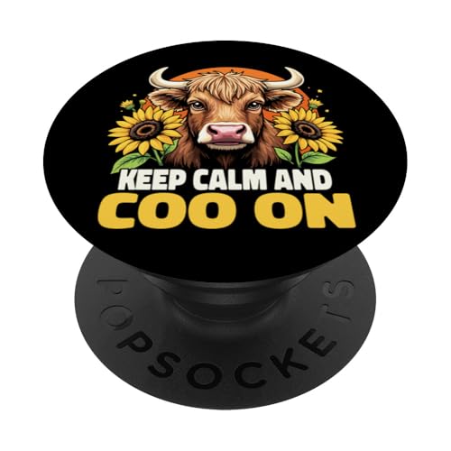 Bleib ruhig und gurre auf der süßen Highland Cow PopSockets mit austauschbarem PopGrip von Scottish Highland Cow Highland Cattle Kyloe