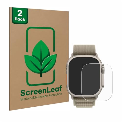 ScreenLeaf (2 Stück Schutzfolie für Apple Watch Ultra 2 (49 mm) [nachhaltiger Displayschutz, Folie, transparent, kratzfest] von ScreenLeaf