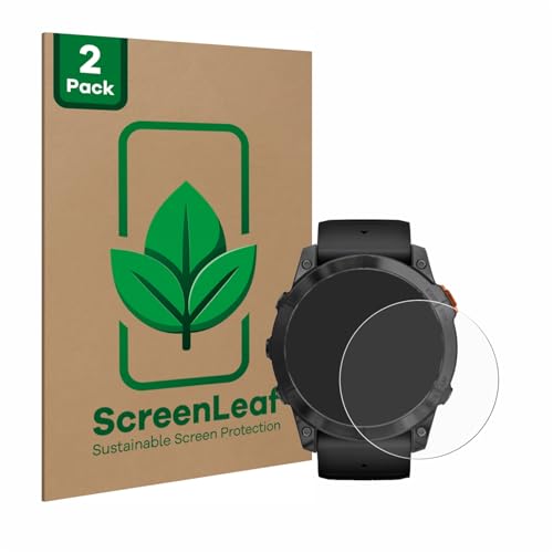 ScreenLeaf (2 Stück Schutzfolie für Garmin Fenix 7X Pro Solar (51 mm) [nachhaltiger Displayschutz, Folie, transparent, kratzfest] von ScreenLeaf