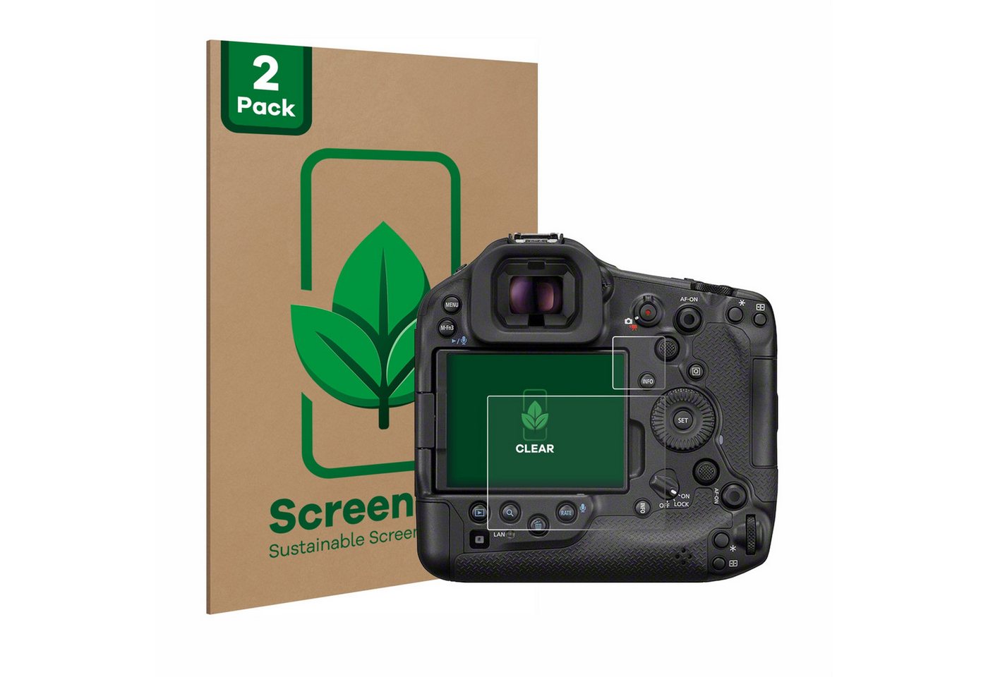 ScreenLeaf Displayschutzfolie Schutzfolie für Canon EOS R1, 2 Stück, nachhaltiger Displayschutz Schutz Folie Klar Transparent von ScreenLeaf