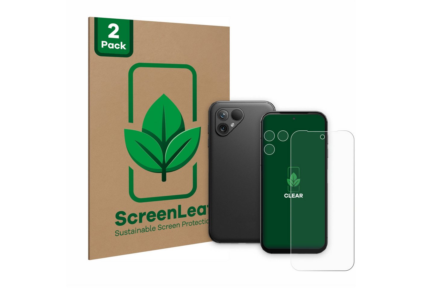 ScreenLeaf Displayschutzfolie Schutzfolie für Fairphone 5 (Display+Kamera), 2 Stück, nachhaltiger Displayschutz Schutz Folie Klar Transparent von ScreenLeaf