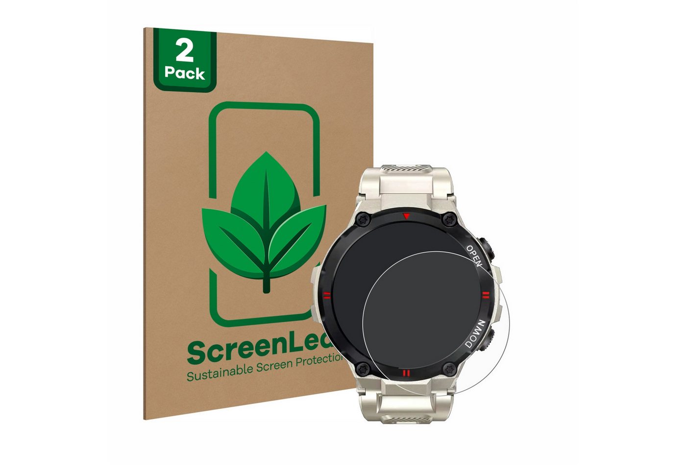 ScreenLeaf Displayschutzfolie Schutzfolie für Nasa Smartwatch BNA30119-003 (45.5 mm), 2 Stück, nachhaltiger Displayschutz Schutz Folie Klar Transparent von ScreenLeaf