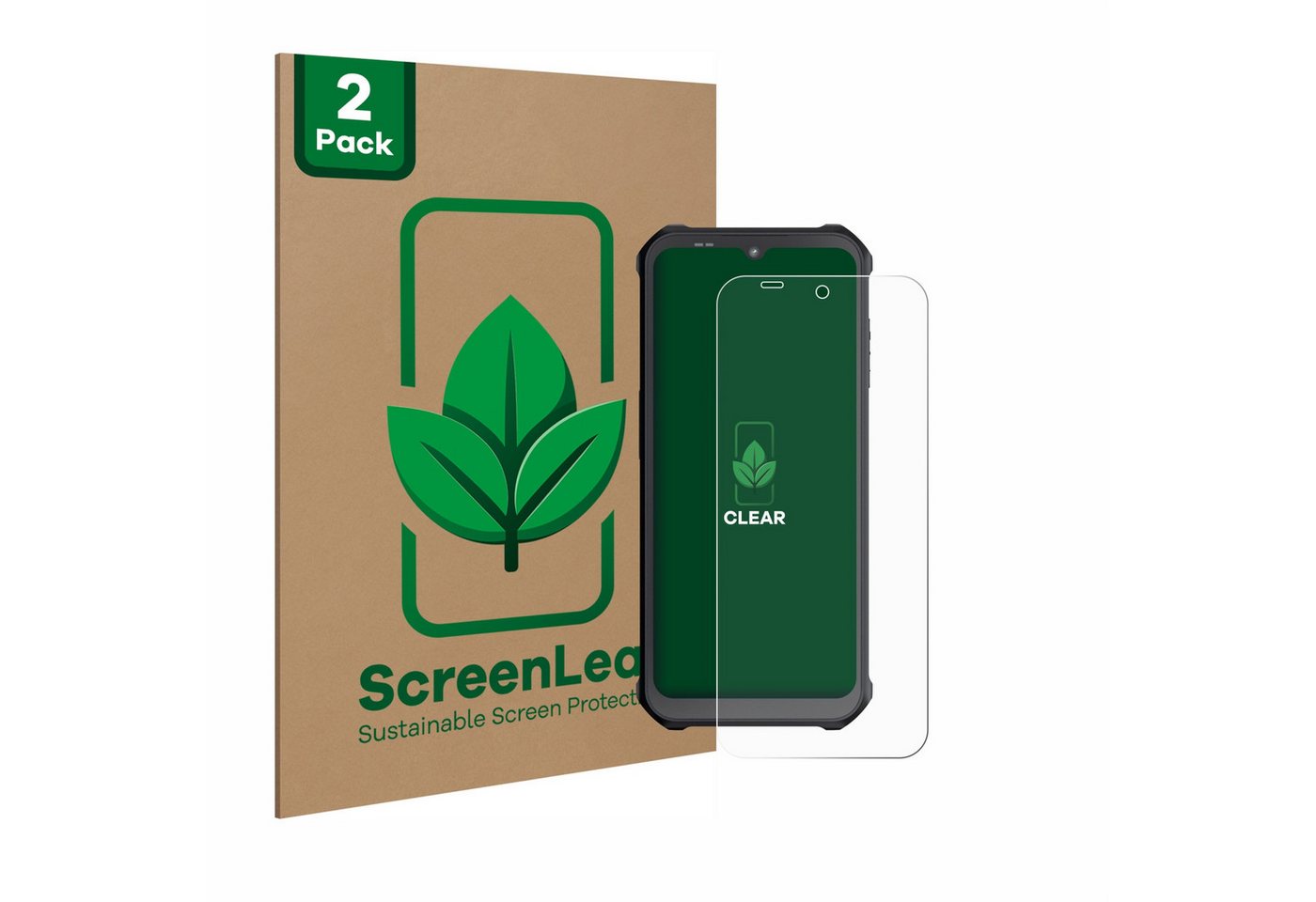 ScreenLeaf Displayschutzfolie Schutzfolie für Sonim XP400, 2 Stück, nachhaltiger Displayschutz Schutz Folie Klar Transparent von ScreenLeaf