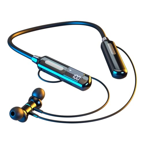 Sctecoau Headset mit Hängendem Hals, Intelligentes Digitaldisplay, Schrittzähler, Schwarzes ABS, Sport-Einsteckkarte, Bluetooth-Headset von Sctecoau