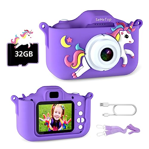 Kinder Kamera, 2.0”Display Digitalkamera Kinder,Geburtstagsgeschenk für Madchen Kind 3 4 5 6 7 8 9 10 11 12 Jahre,1080P HD Anti-Drop fotoapparat kinderspielzeug Weihnachten Spielzeug für mädchen von SeHeTop