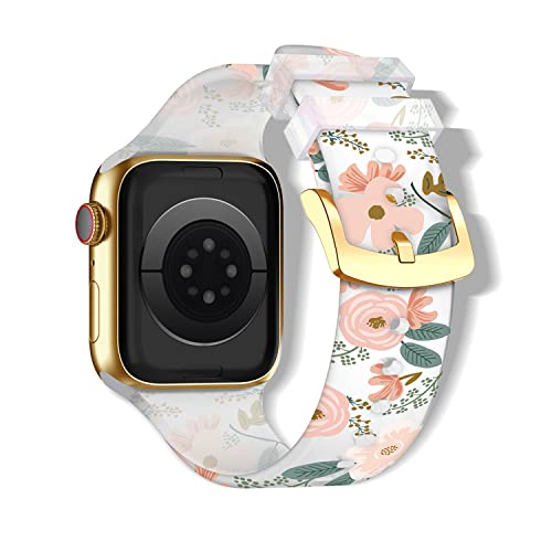 SeNool Armband für Apple Watch Ultra 2/Ultra [49mm], Silikon Uhrenarmband für Apple Watch Series 9/Series 8/Series 7 [45mm]/ Series 6/Series 5/Series 4/SE [44mm] /Series 3 [42mm] - Pinke Blume von SeNool