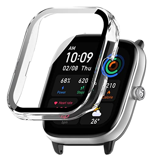 SeNool Hülle Kompatibel mit Amazfit GTS 4 Mini, Harter PC Hülle mit Panzer Schutz Glas Schutzfolie, [9H Härte, Anti-Kratzen], Schutzhülle für Amazfit GTS 4 Mini - Transparent von SeNool