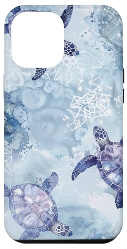 Hülle für iPhone 15 Pro Max Meeresschildkröten und Ozeansterne, hellviolett von Sea Turtles and Ocean Stars Design