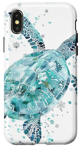 Hülle für iPhone X/XS Hellblaue Meeresschildkröten und Ozeansterne von Sea Turtles and Ocean Stars Design