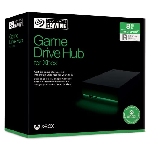 Seagate Game Drive Hub Xbox 8TB externe Festplatte, 3.5 Zoll, USB 3.0, Xbox,schwarz, inkl. 2 Jahre Rescue Service, Modellnr.: STKW8000400 von Seagate