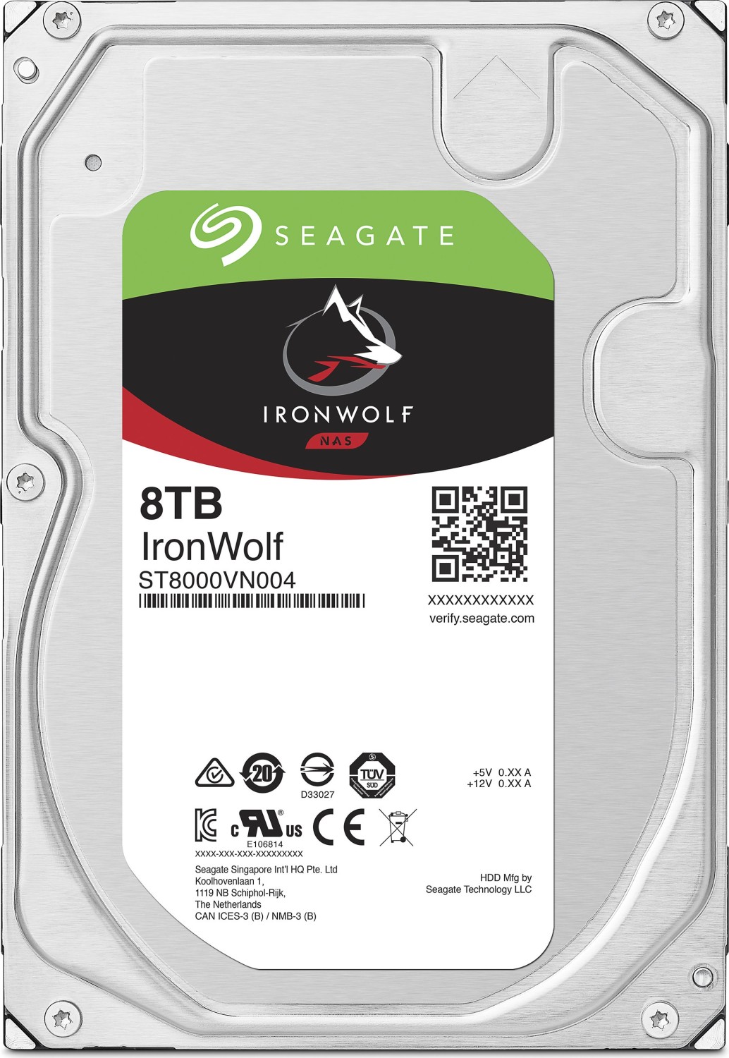 Seagate IronWolf ST8000VN004 - Festplatte - 8 TB - intern - 3.5 (8.9 cm) - SATA 6Gb/s - 7200 U/min - Puffer: 256 MB von Seagate