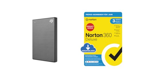 Seagate One Touch 1TB tragbare externe Festplatte + Norton 360 Deluxe 2024, Antivirensoftware für 3 Geräte von Seagate