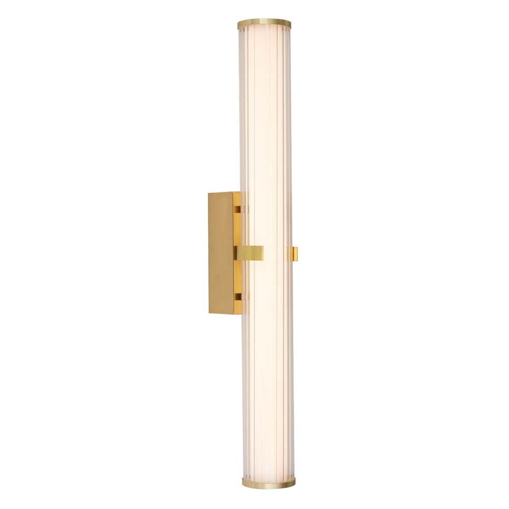 LED Wandleuchte, Up Down, gold, Glas, weiß, H 63 cm von Searchlight